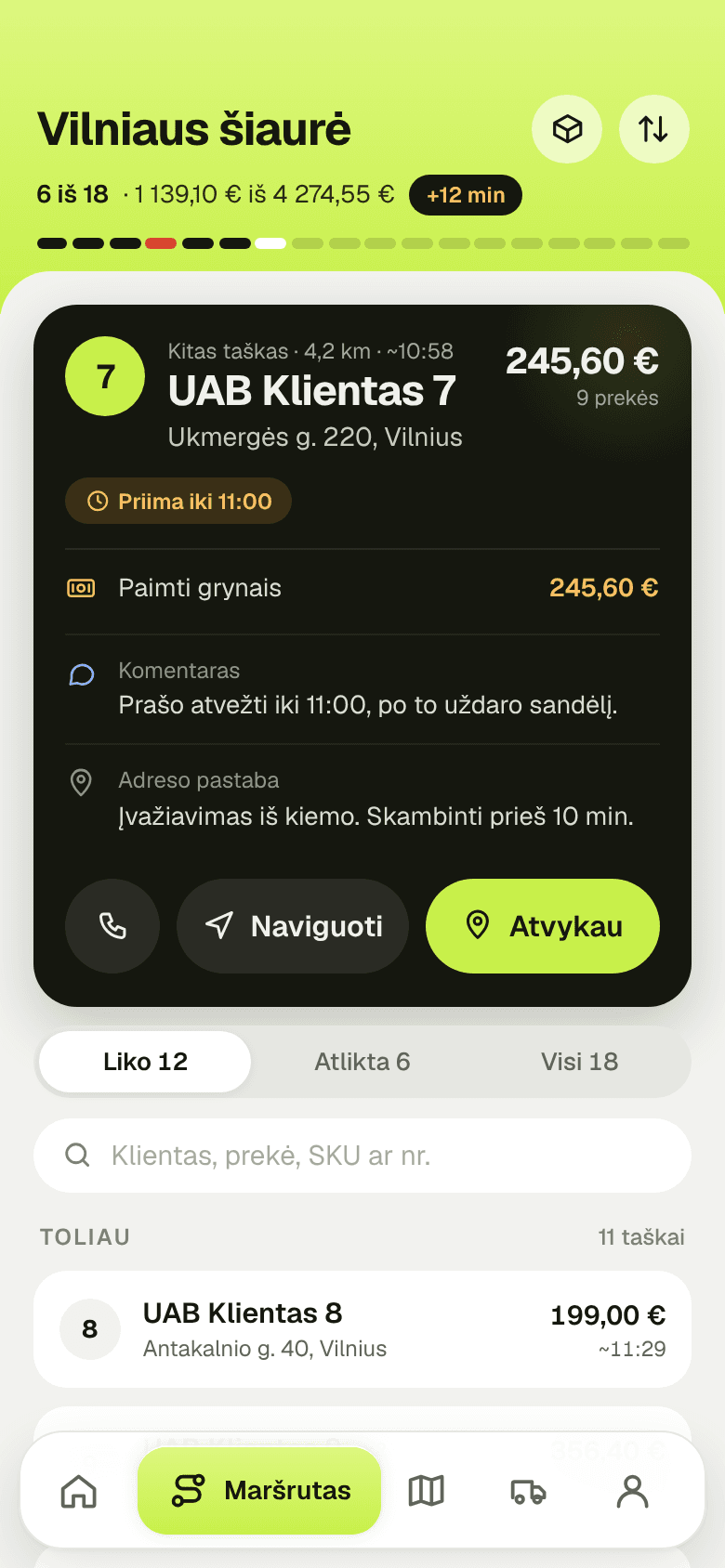 SaleMile vairuotojo programėlė: kitas taškas